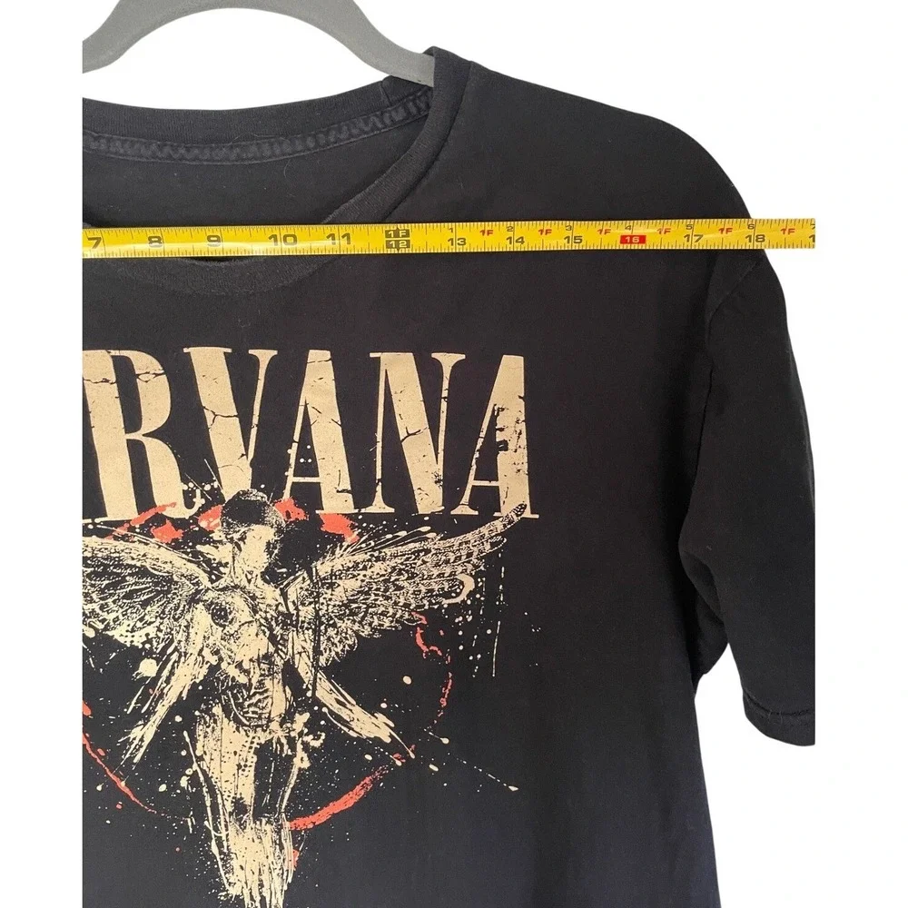 Nirvana In Utero Angel Graphic T-Shirt Black‎ Grunge Rock Band Tee Mens Large